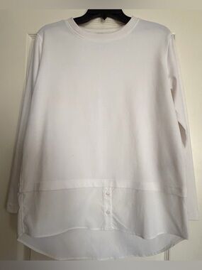 WOMENS ATHLETA PEEK-A-BOO FAUX BUTTON DOWN SHIRT UNDER SWEATSHIRT